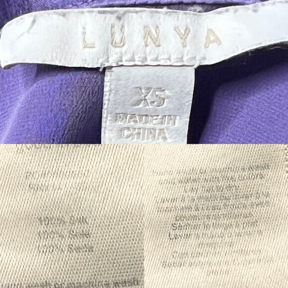 LUNYA Washable Silk Cropped Button Up Pajama Top Purple size XS - Picture 12 of 13